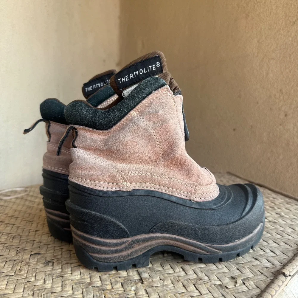 Champion Snow Boots Kids 13 Tan Black Thermolite Insulated Zip Winter Outdoor